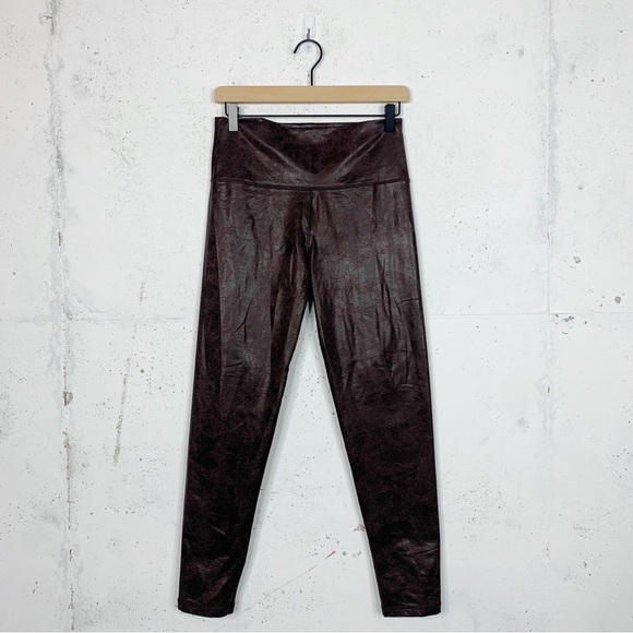 Offline By Aerie Faux Leather Brown Metallic Leggings Size Large - Picture 1 of 9